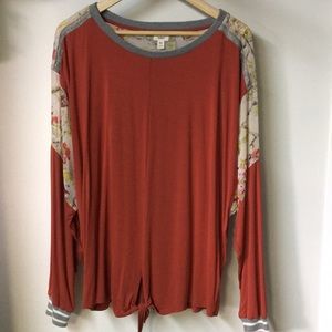 Anthropologie knit pull over tie front top